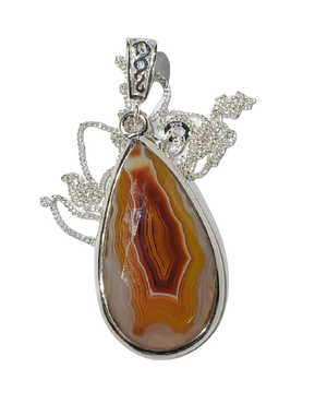 Faceted Agate Pendant w/ Chain