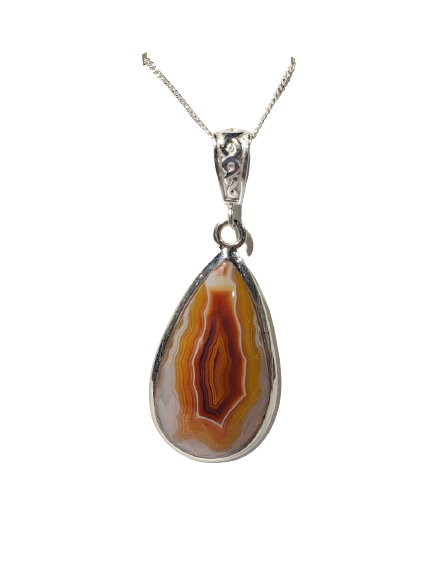 Faceted Agate Pendant w/ Chain