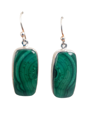 Malachite Earrings in Sterling Silver