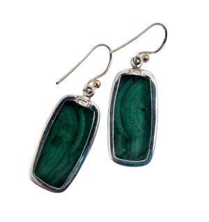 Malachite Earrings in Sterling Silver