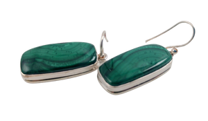 Malachite Earrings in Sterling Silver