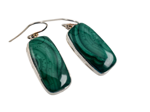 Malachite Earrings in Sterling Silver