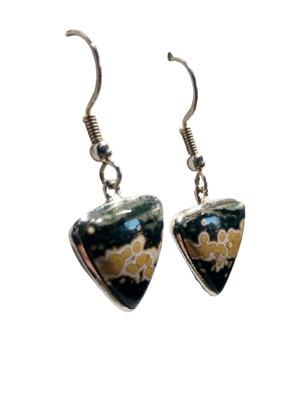 Ocean Jasper Earrings, Sterling Silver