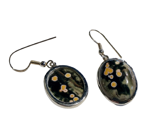 Ocean Jasper Earrings, Sterling Silver
