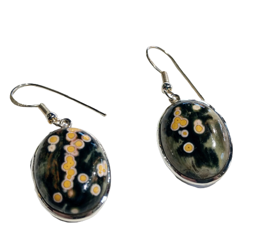 Ocean Jasper Earrings, Sterling Silver