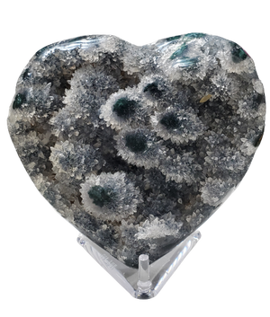 Druzy Quartz Stalactite and Green Agate Heart (Uruguay)