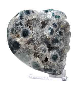 Druzy Quartz Stalactite and Green Agate Heart (Uruguay)