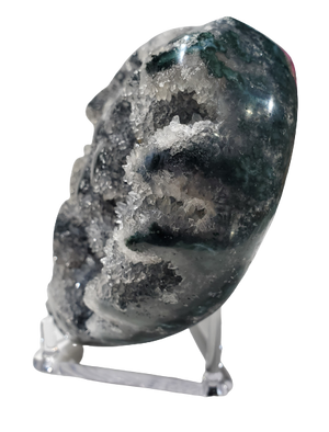 Druzy Quartz Stalactite and Green Agate Heart (Uruguay)