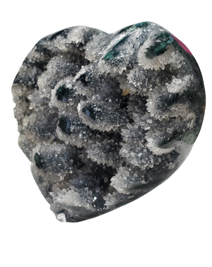 Druzy Quartz Stalactite and Green Agate Heart (Uruguay)