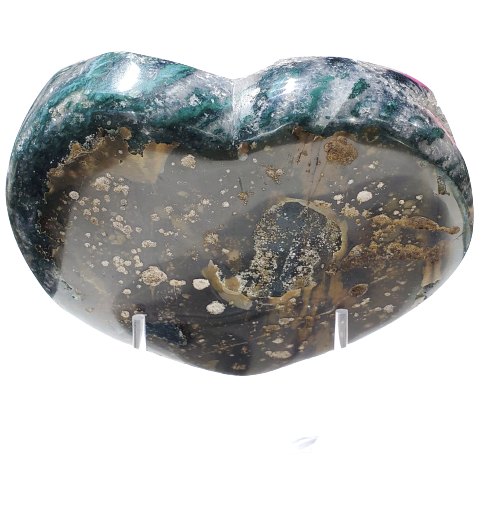 Druzy Quartz Stalactite and Green Agate Heart (Uruguay)