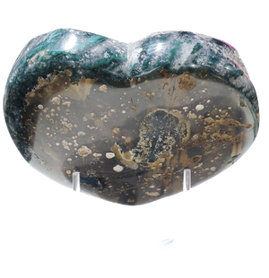 Druzy Quartz Stalactite and Green Agate Heart (Uruguay)