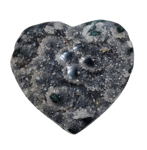 Druzy Quartz Stalactite and Green Agate Heart (Uruguay)