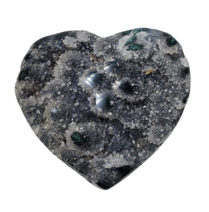 Druzy Quartz Stalactite and Green Agate Heart (Uruguay)