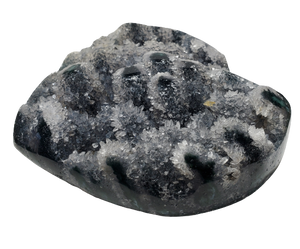Druzy Quartz Stalactite and Green Agate Heart (Uruguay)