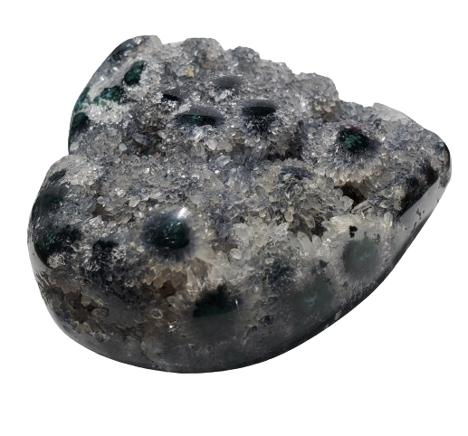 Druzy Quartz Stalactite and Green Agate Heart (Uruguay)