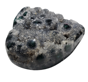 Druzy Quartz Stalactite and Green Agate Heart (Uruguay)