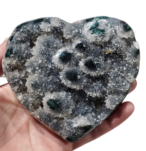 Druzy Quartz Stalactite and Green Agate Heart (Uruguay)
