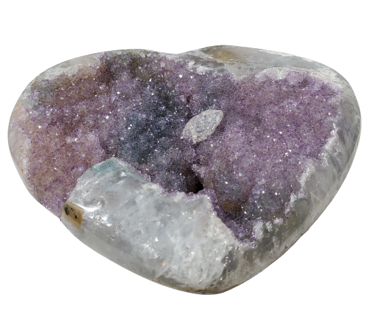 Druzy Amethyst and Calcite Heart (Uruguay)