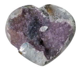 Druzy Amethyst and Calcite Heart (Uruguay)