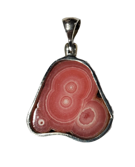 Rhodochrosite Stalactite Slice Pendant