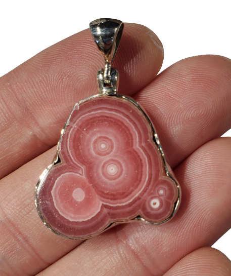 Rhodochrosite Stalactite Slice Pendant