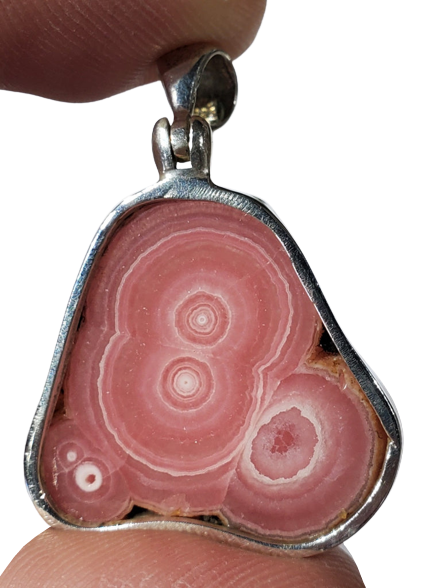Rhodochrosite Stalactite Slice Pendant