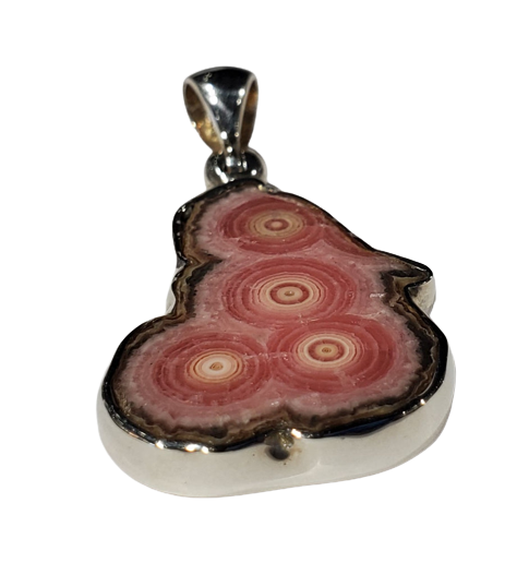 Rhodochrosite Stalactite Slice Pendant