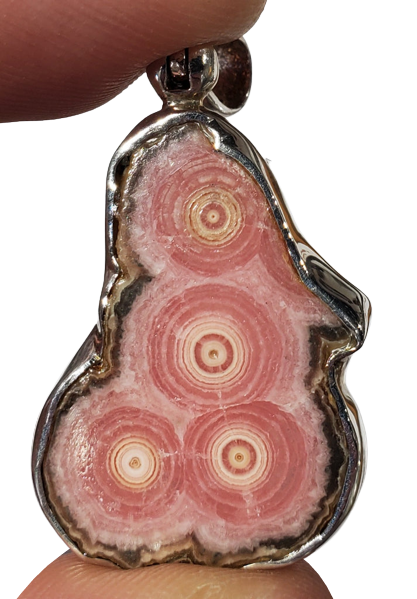 Rhodochrosite Stalactite Slice Pendant