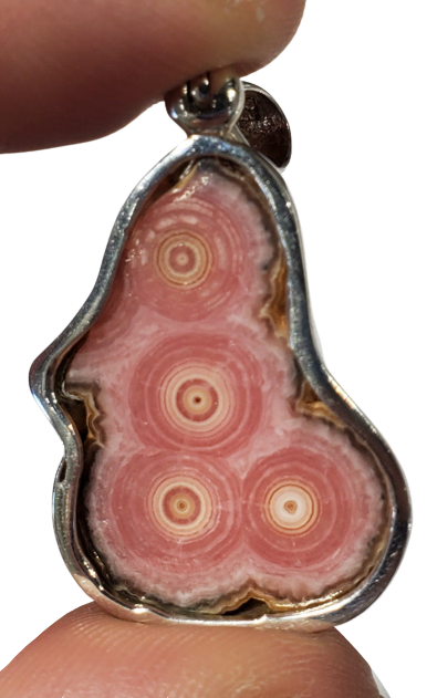 Rhodochrosite Stalactite Slice Pendant