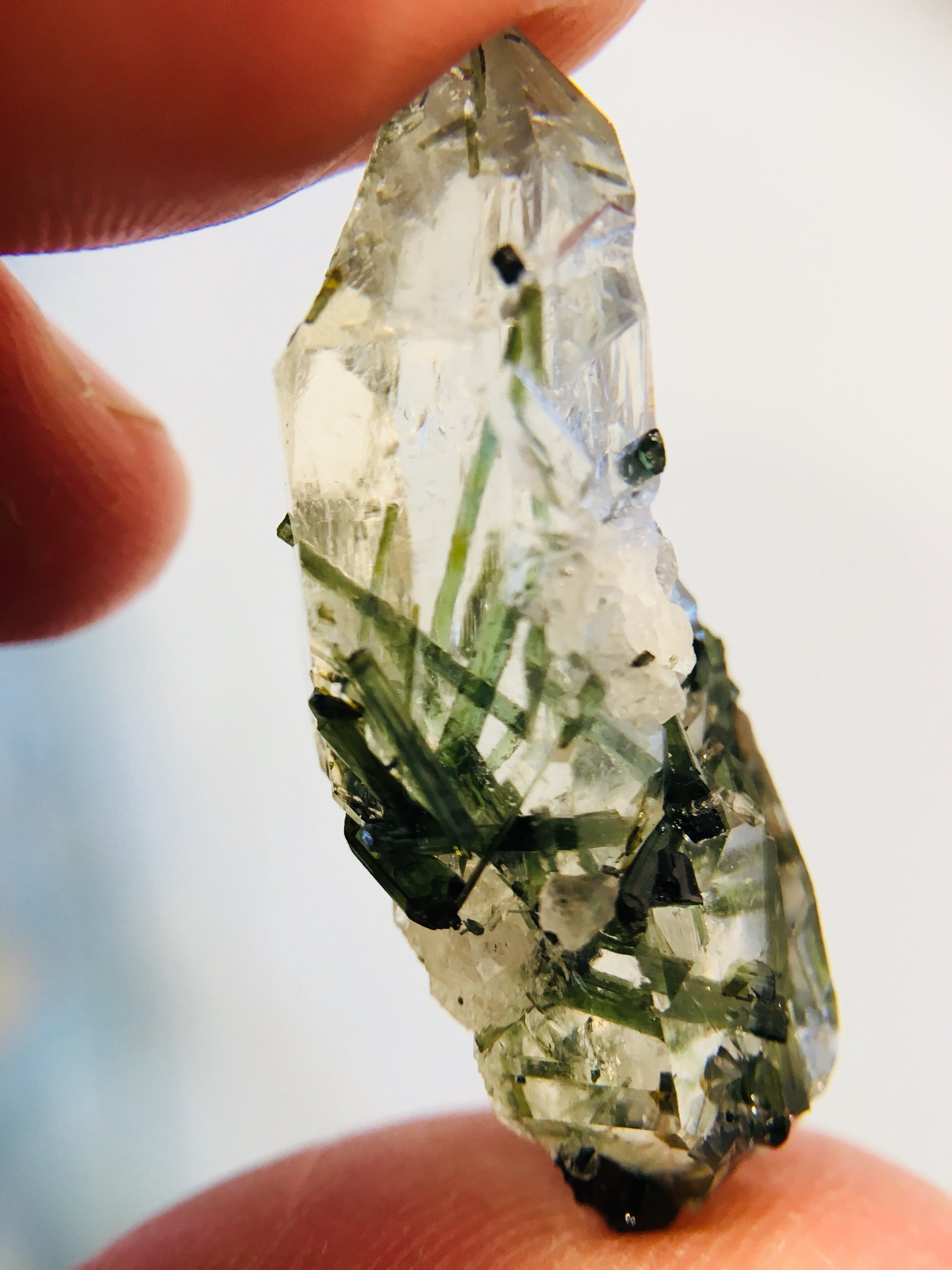 Quartz w/ Green Tourmaline, Brasil