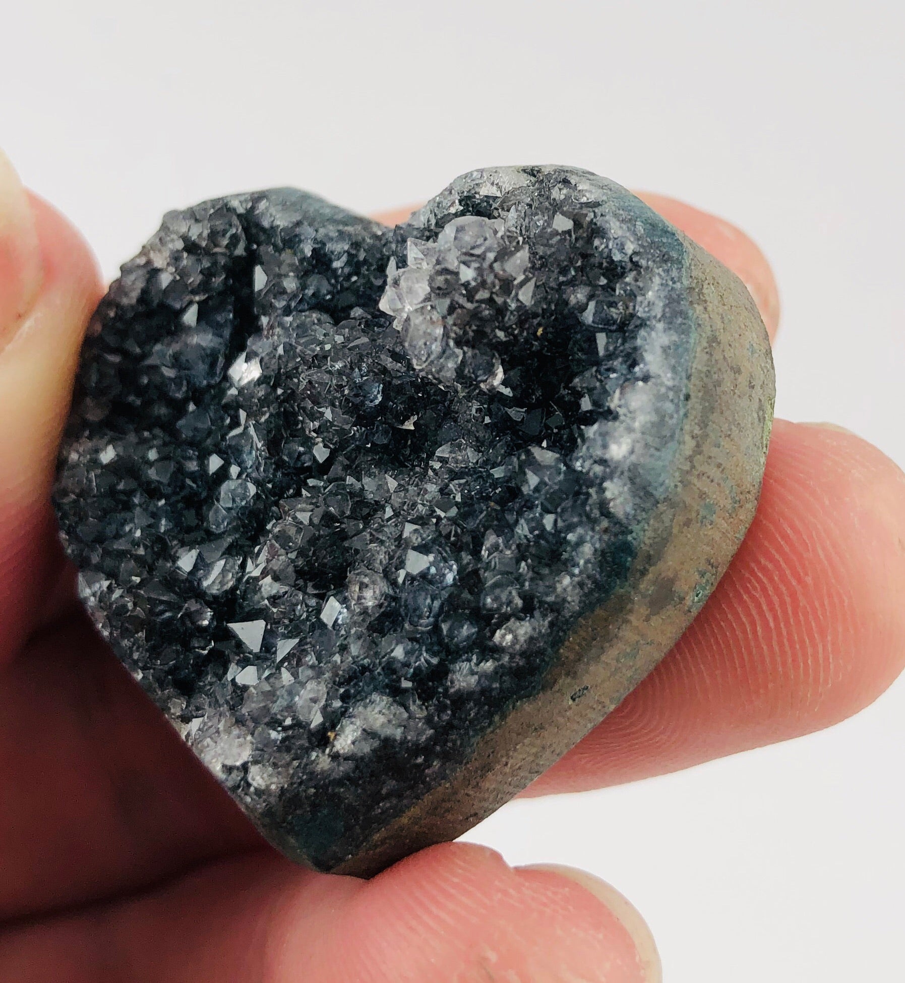 Druzy Black Amethyst Heart, Uruguay