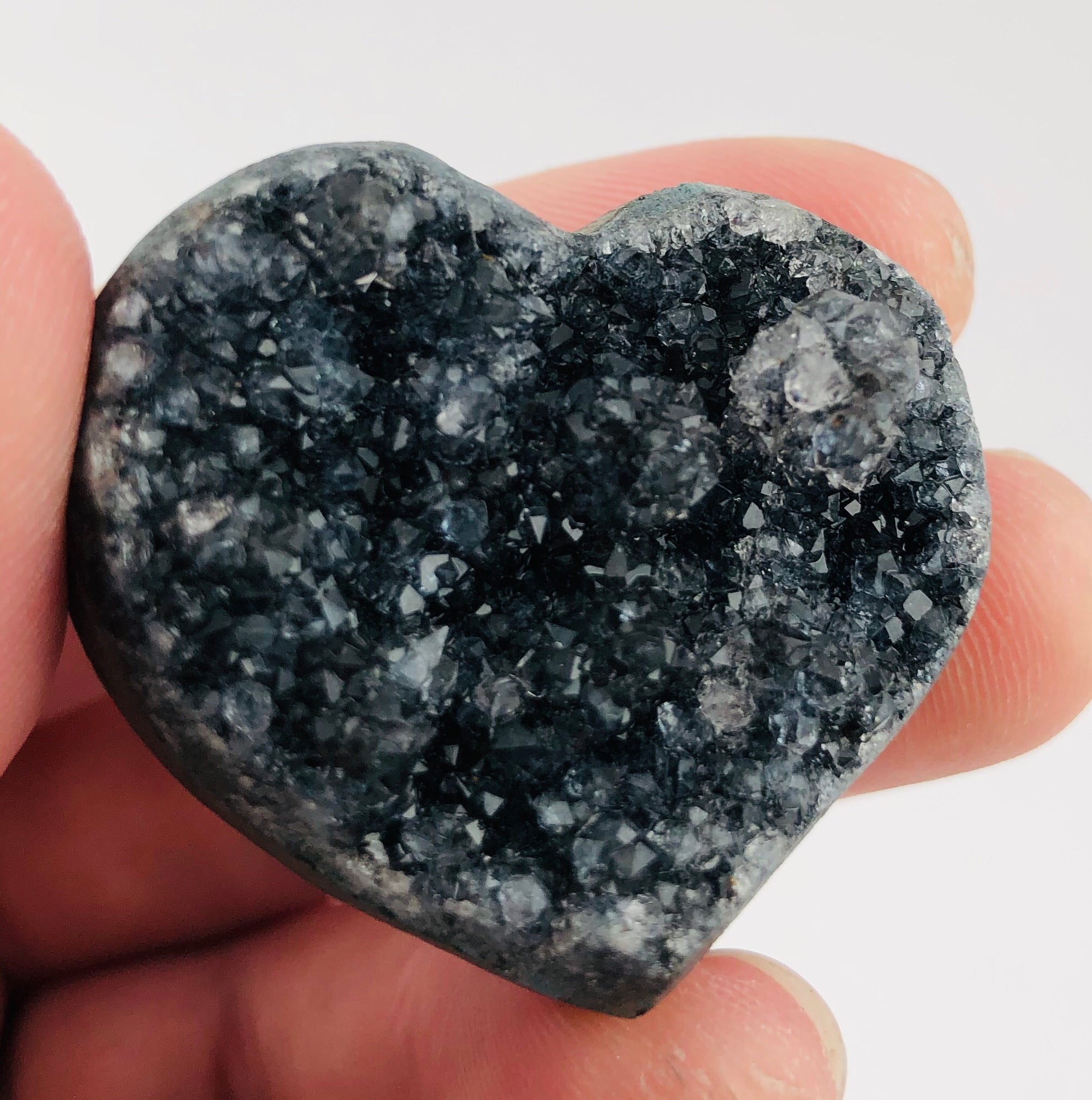 Druzy Black Amethyst Heart, Uruguay