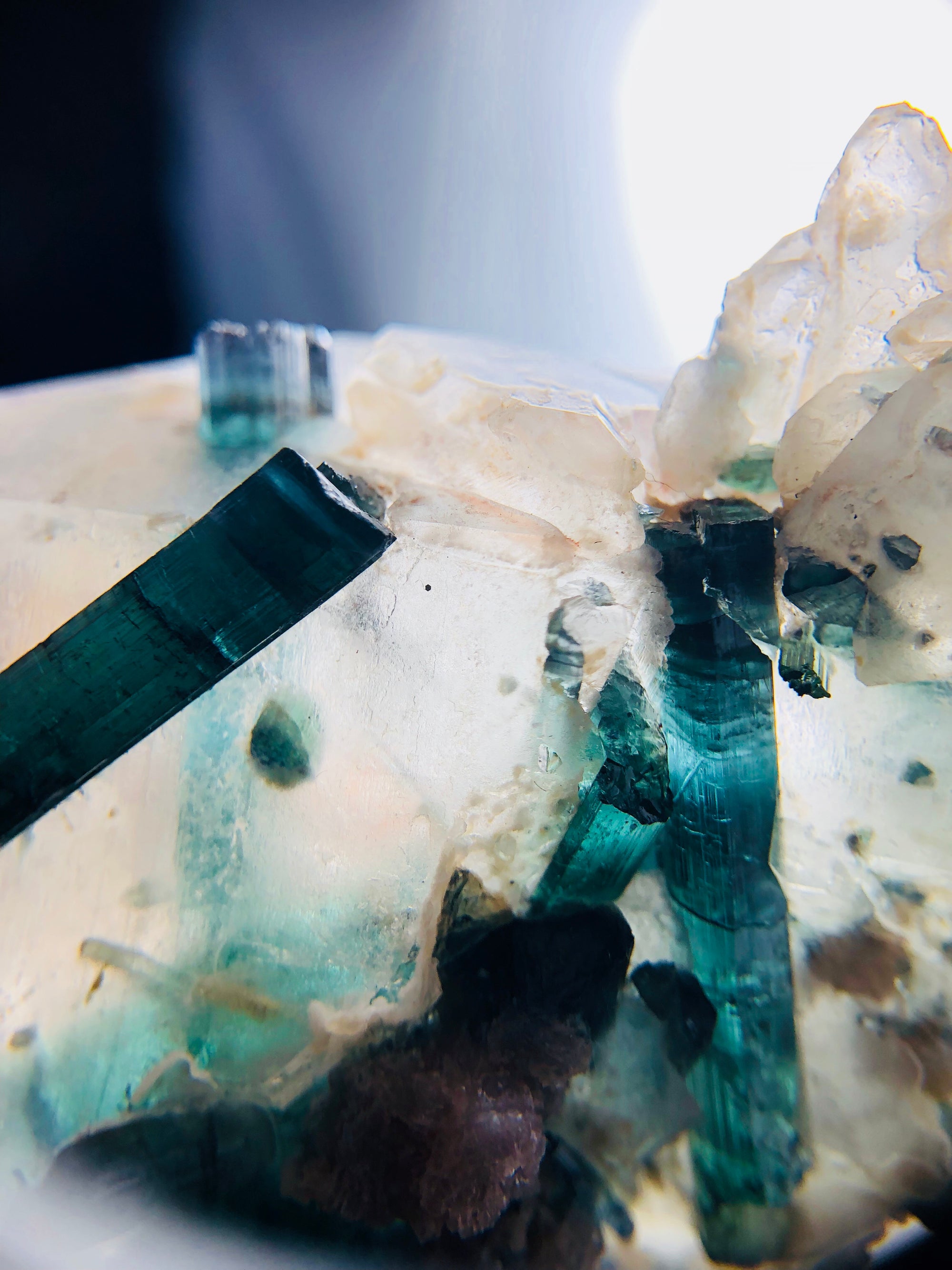 Blue Green Tourmaline (Indicolite), w/ Quartz