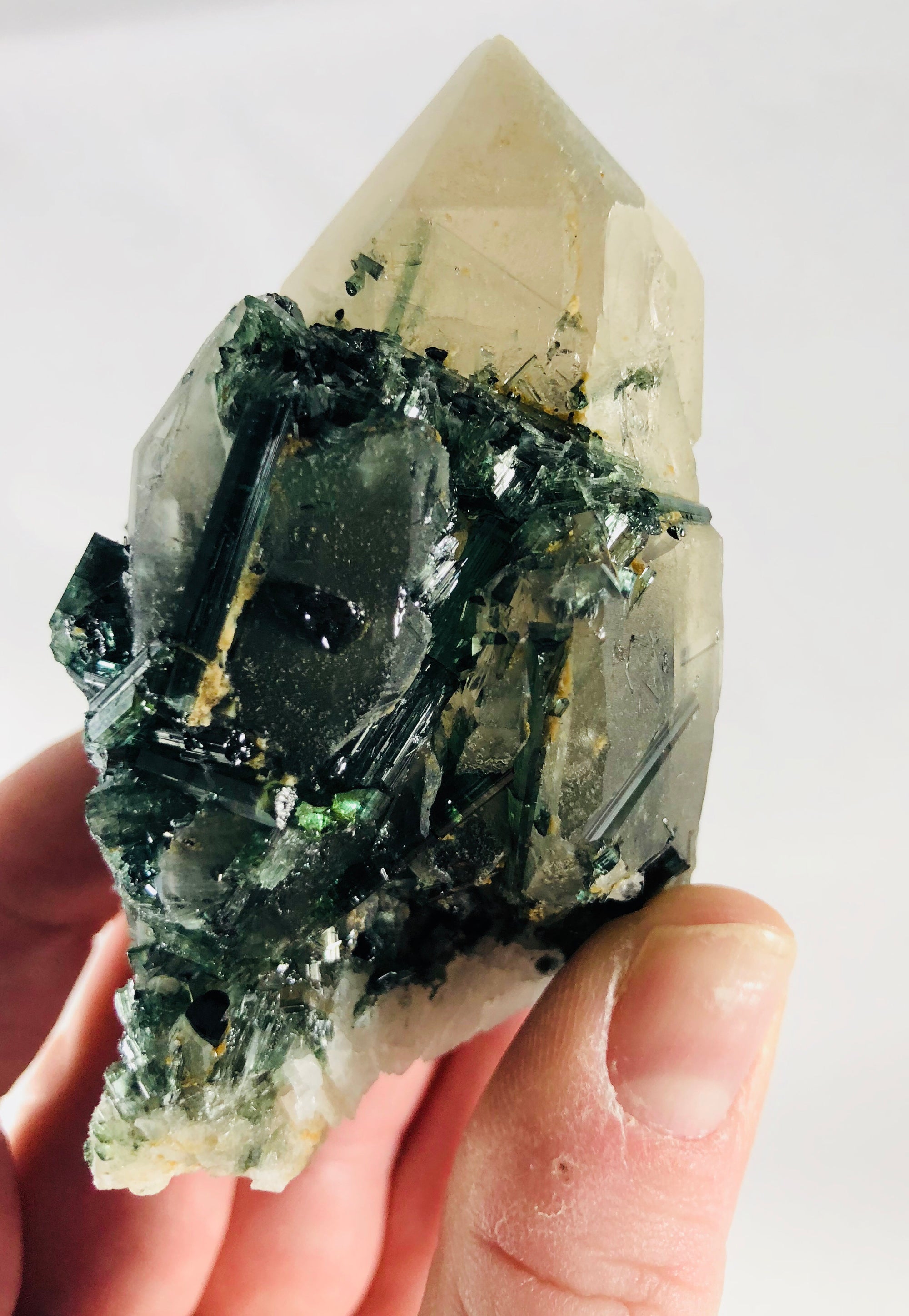 Quartz with Green Tourmaline