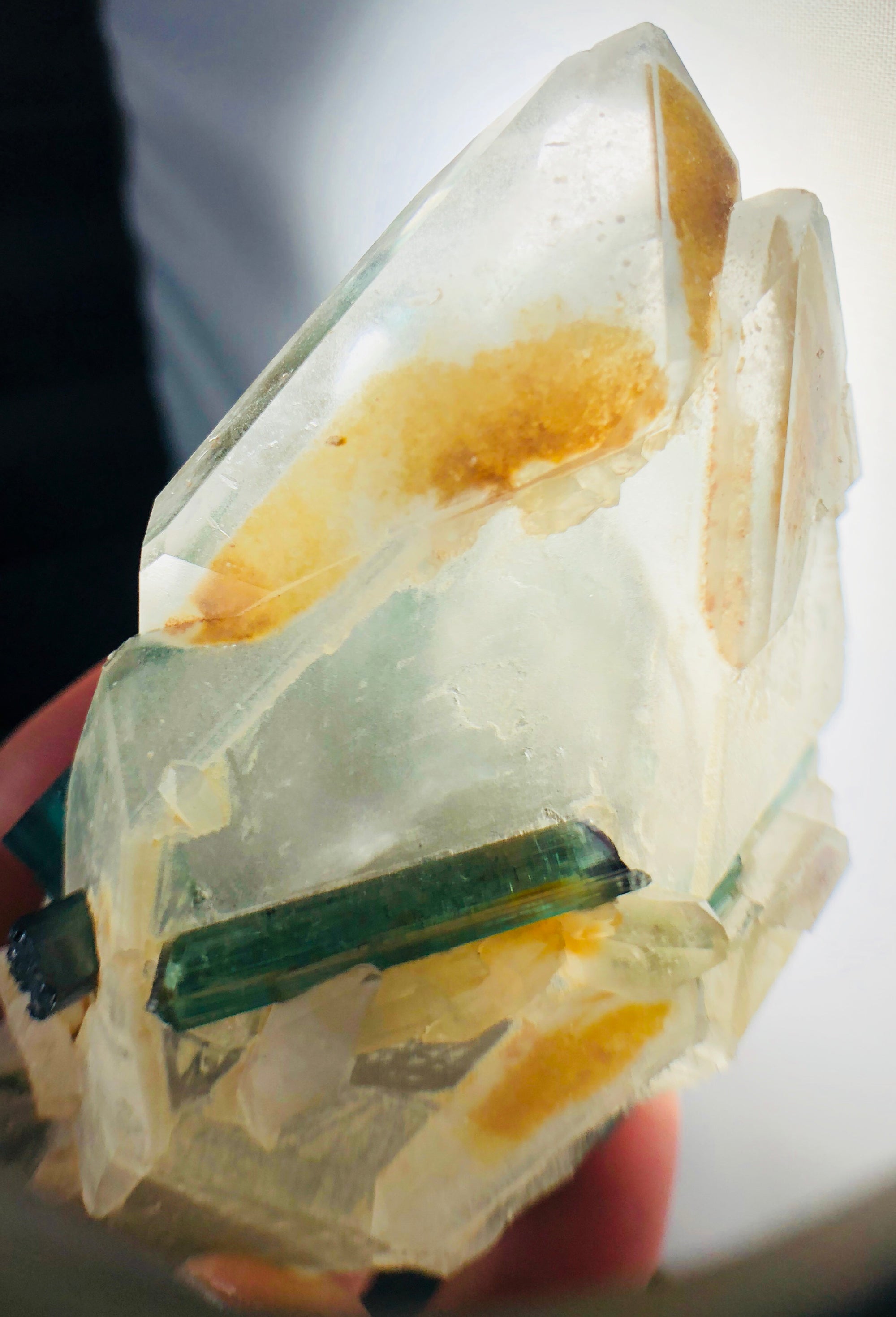 Blue Green Tourmaline (Indicolite), w/ Quartz