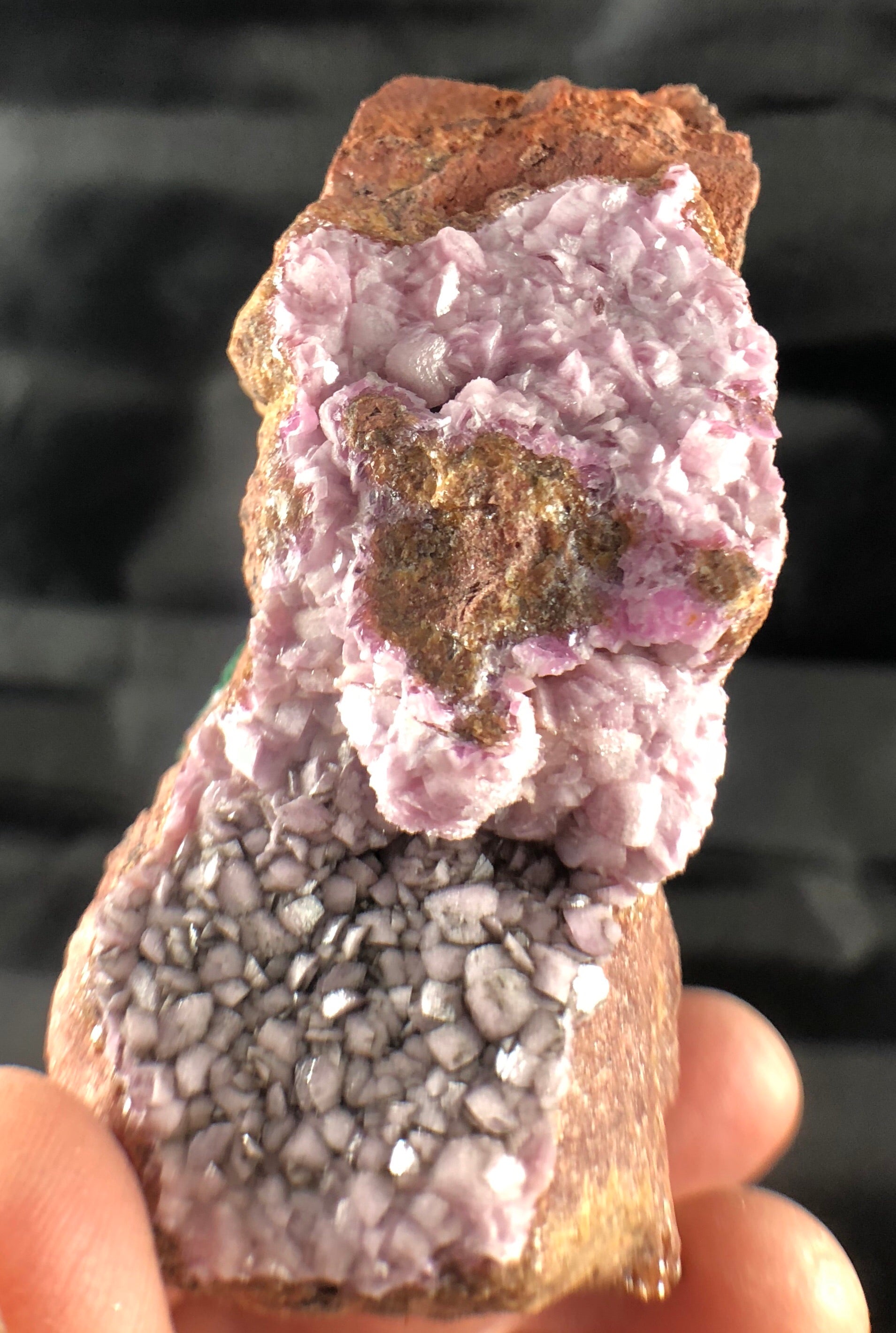 Spherocobaltite with Malachite and Quartz