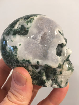 Moss Agate Skull