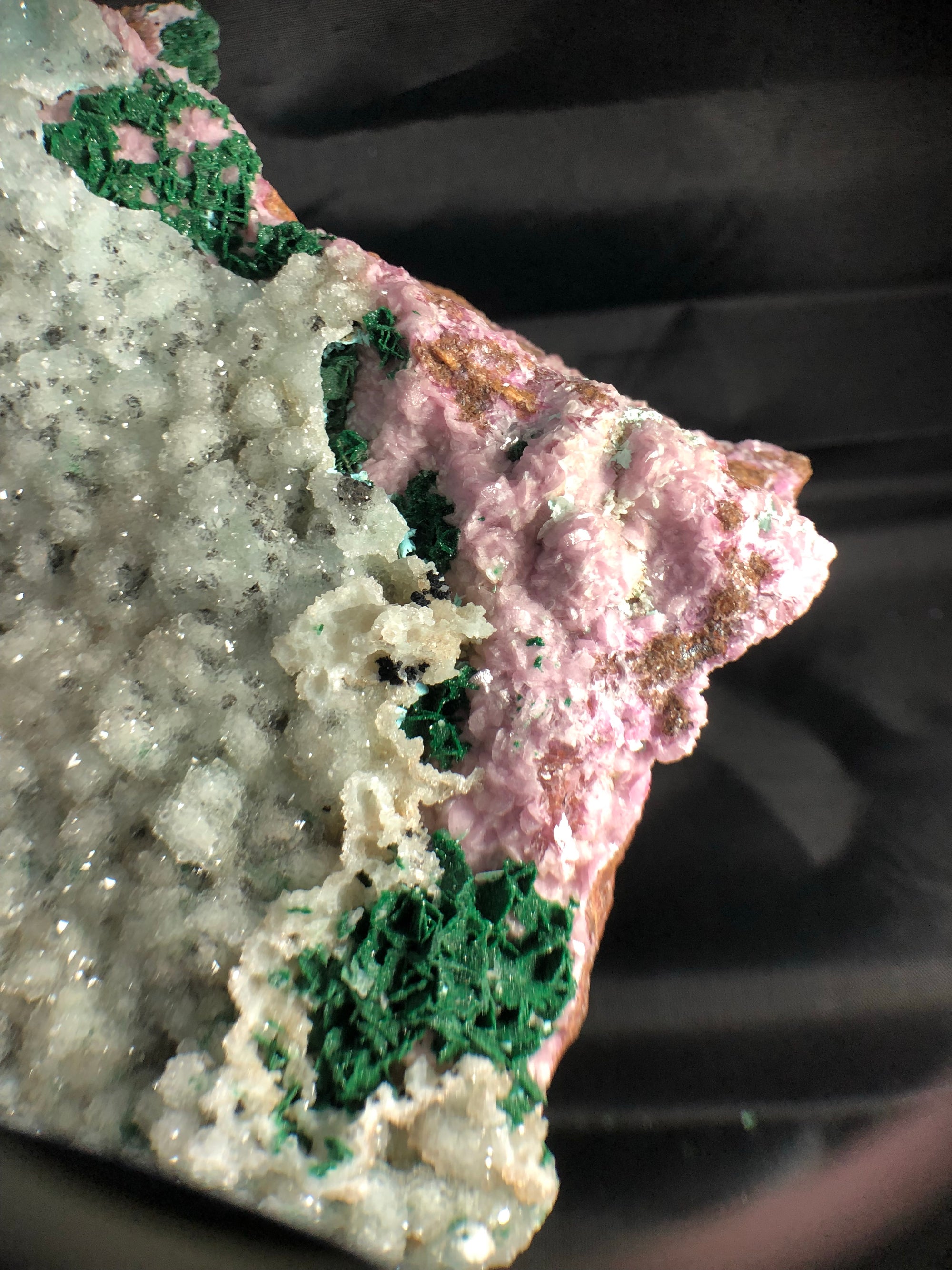 Quartz w/ Spherocobaltite and Malachite, 3.25 lbs.