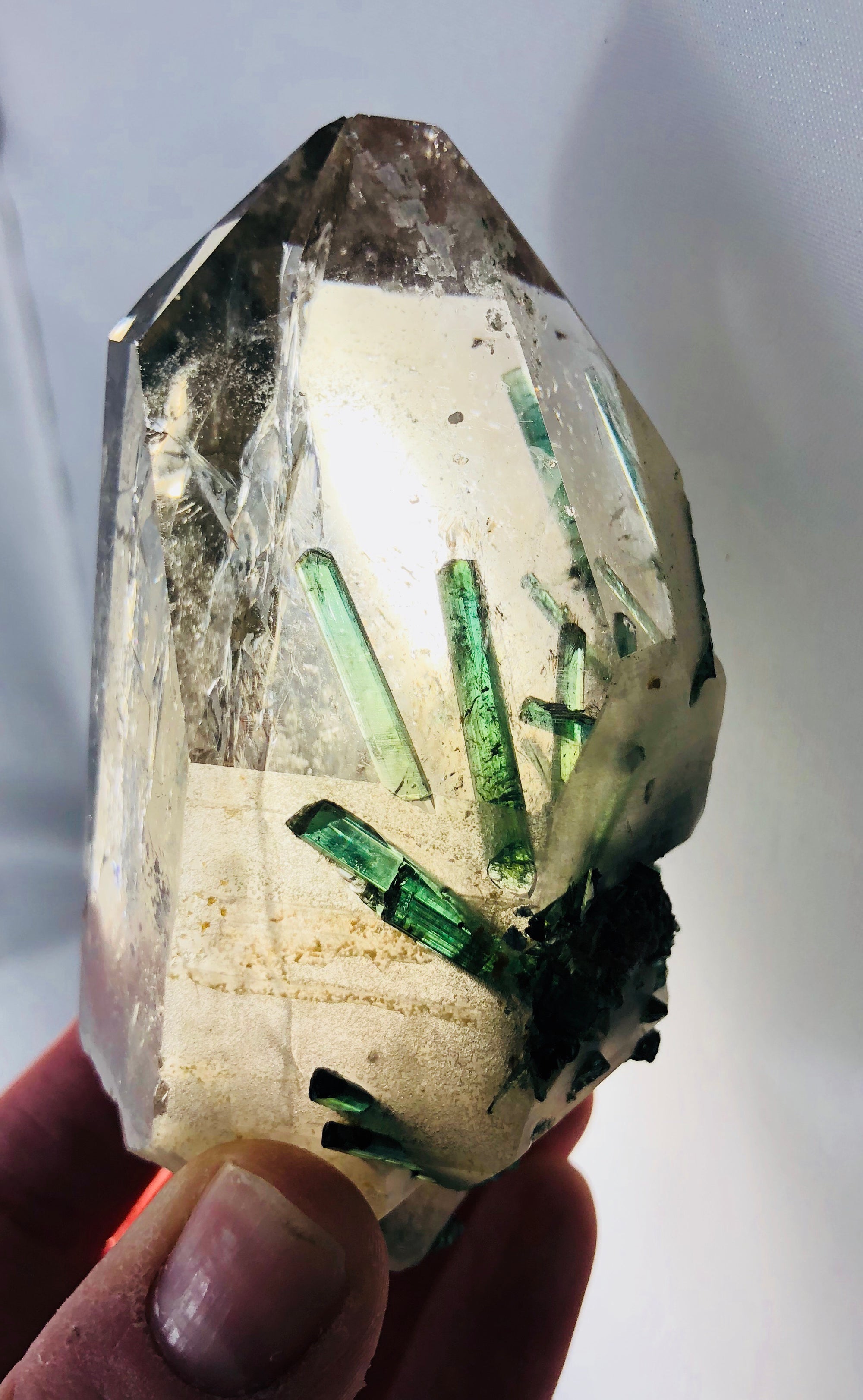 Quartz with Green Tourmaline
