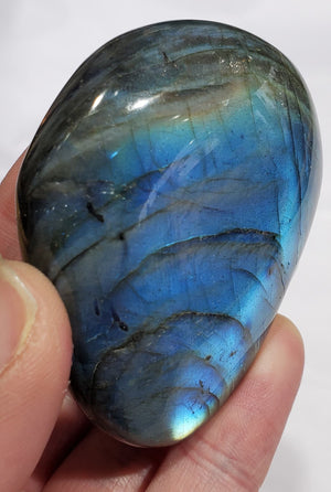 Electric Blue Labradorite Palm Stone, Madagascar