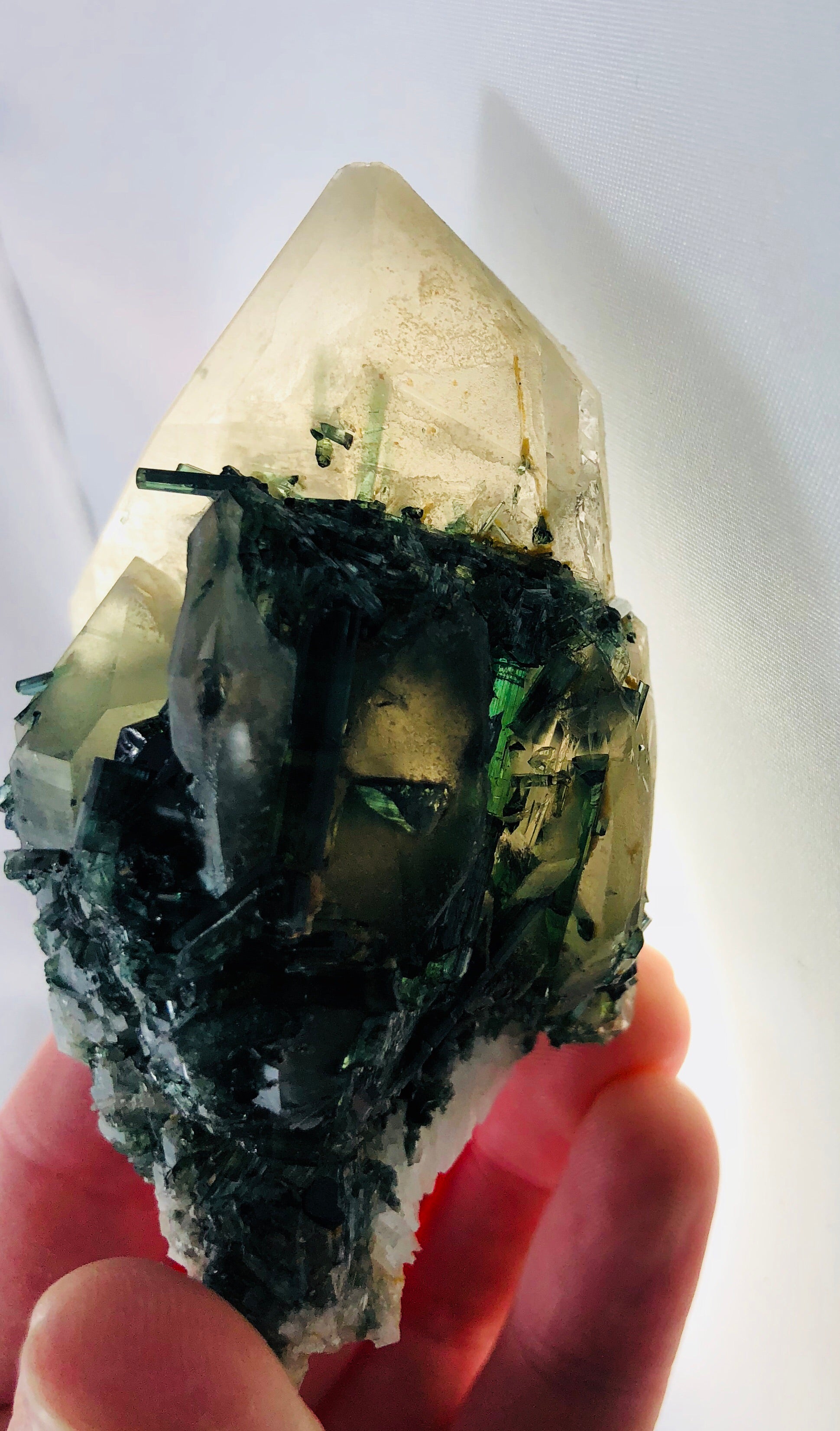 Quartz with Green Tourmaline