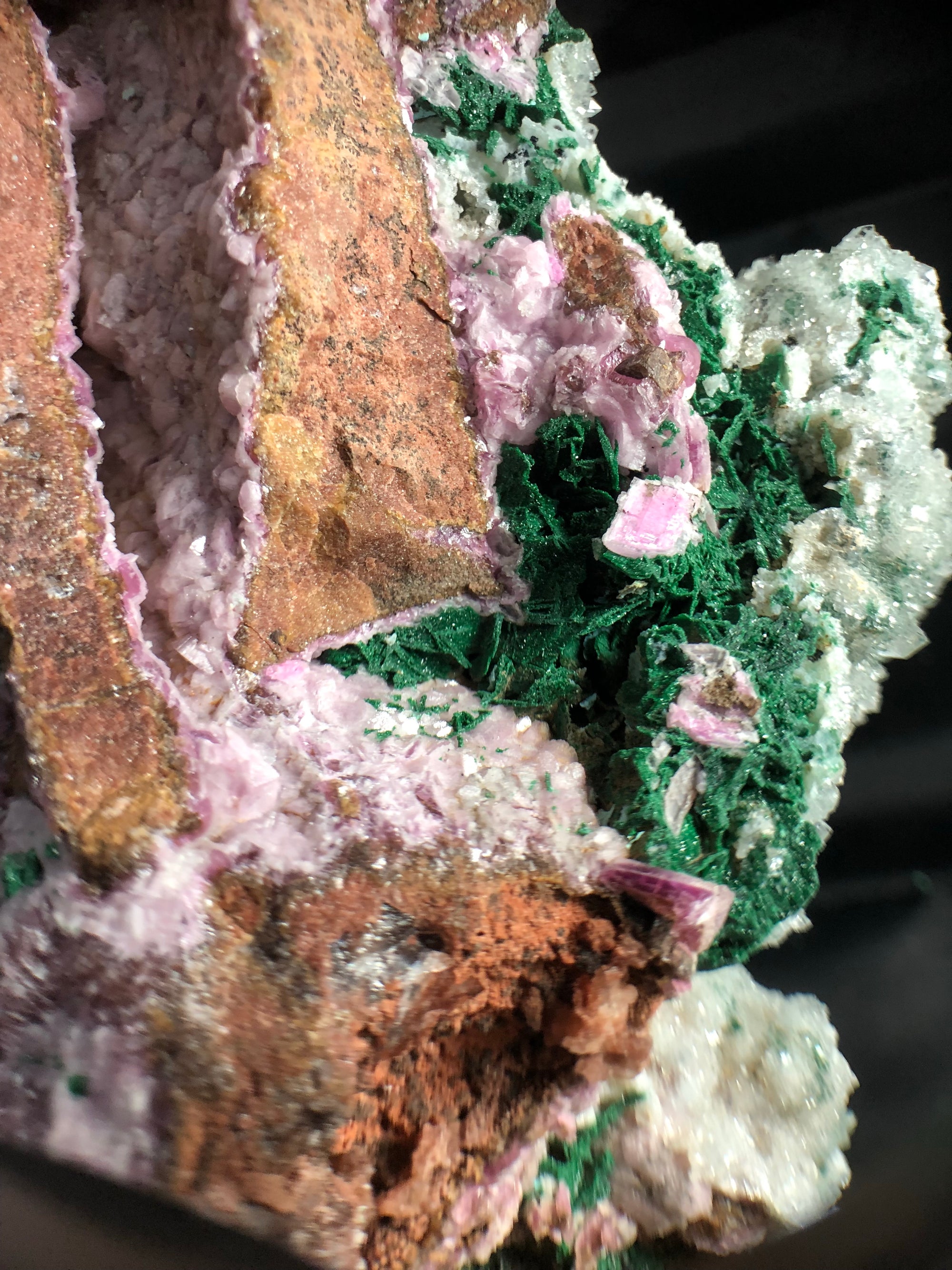 Quartz w/ Spherocobaltite and Malachite, 3.25 lbs.