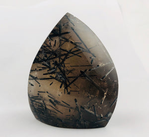 Tourmalinated smoky quartz free form