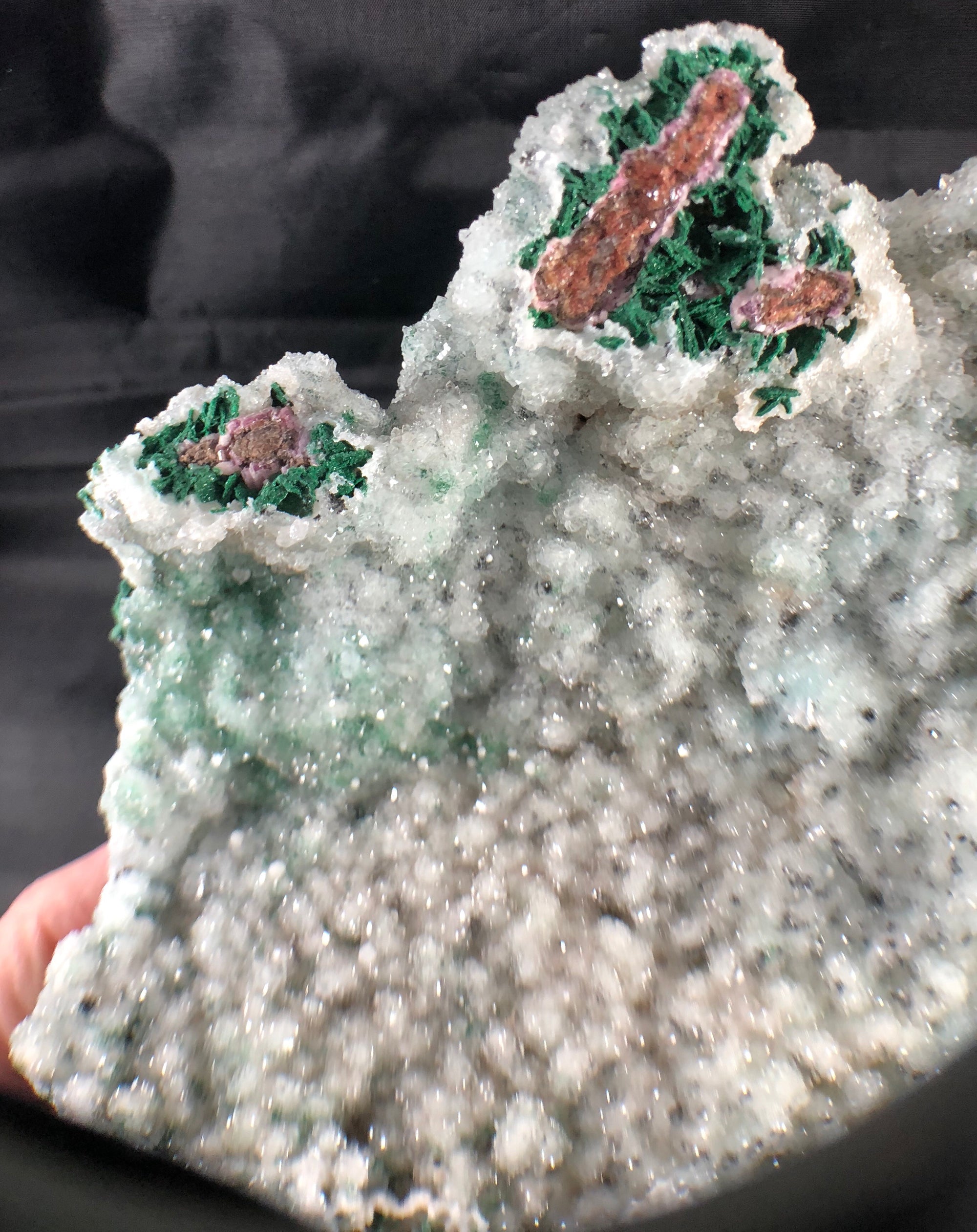 Quartz w/ Spherocobaltite and Malachite, 3.25 lbs.