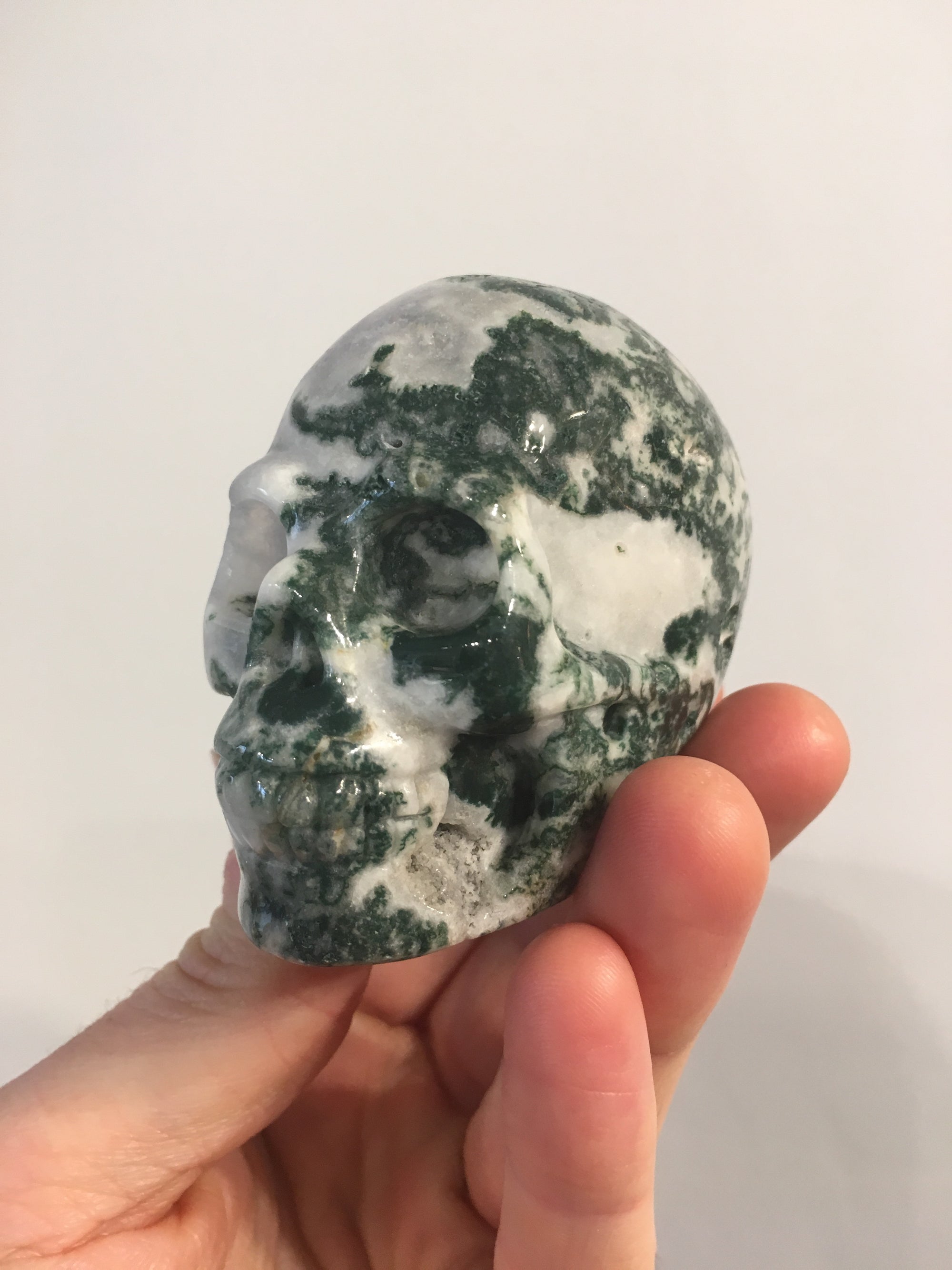 Moss Agate Skull