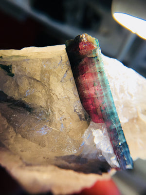 Bi-Color Tourmaline w/ Quartz