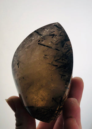 Tourmalinated smoky quartz free form