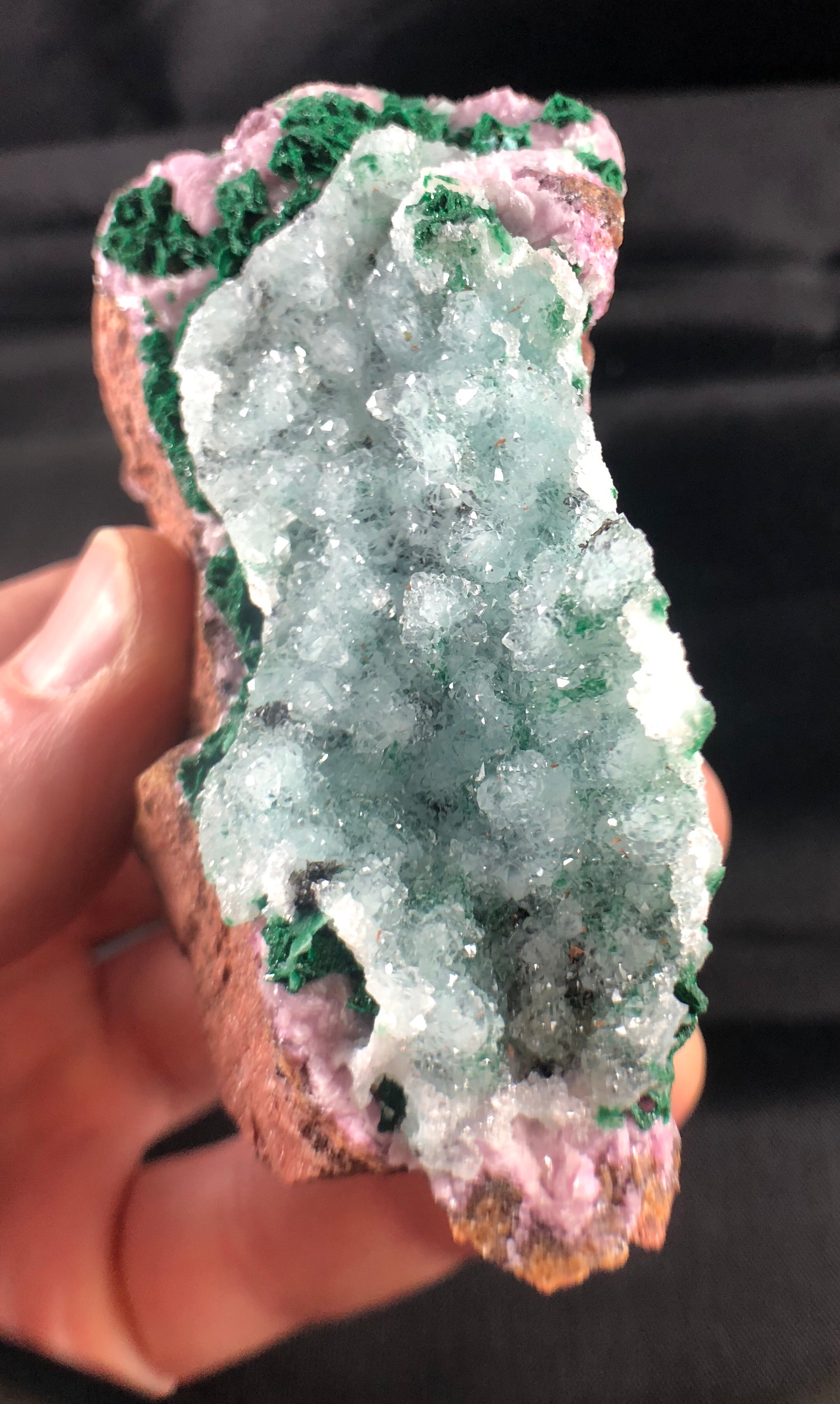 Spherocobaltite with Malachite and Quartz