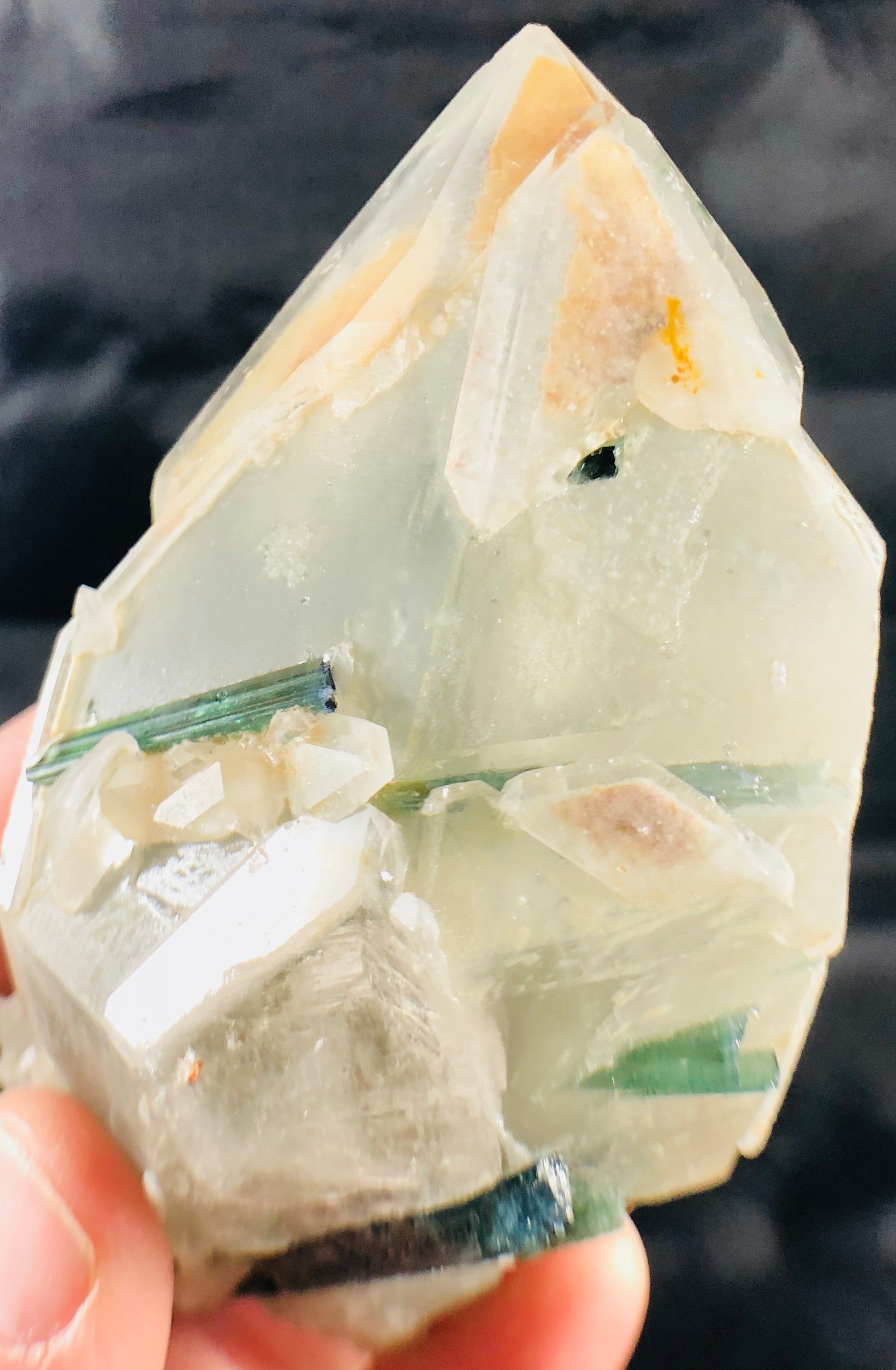 Blue Green Tourmaline (Indicolite), w/ Quartz