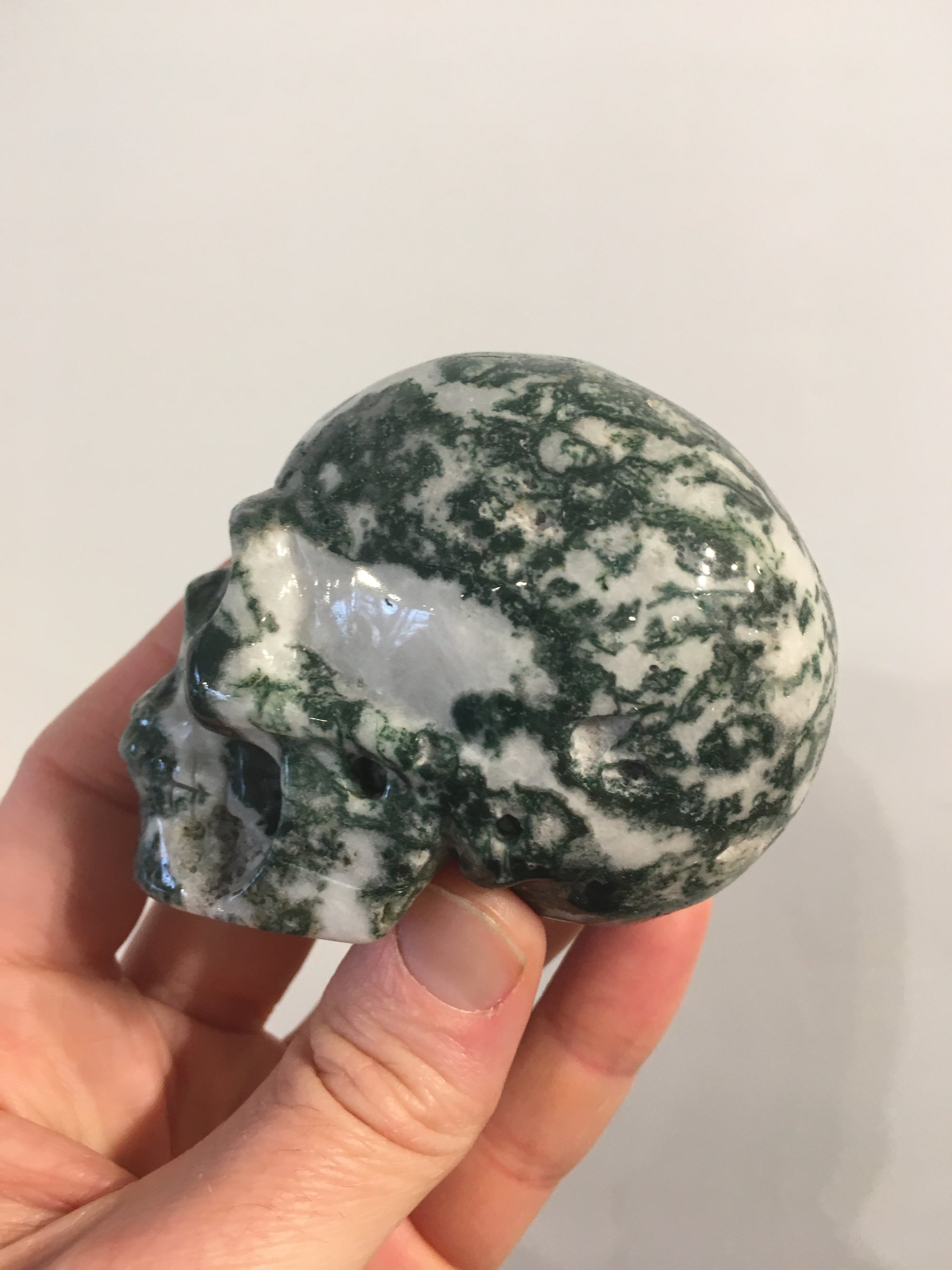 Moss Agate Skull